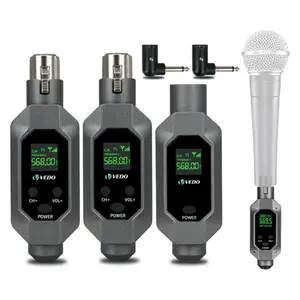 SISTEMA SEM FIO VEDO P/ MICROFONE DINAMICO XLR TRANSMISSOR E RECEPTOR UHF P/ 2 MICROFONES VD6902