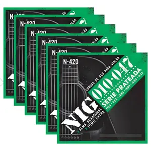 Kit 6 Encordoamentos Nig 010 P/ Violão Aço Série Prateada N420