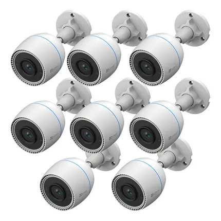 Kit 8 Câmeras De Segurança Externa H3c 2mp Fullhd Wifi Ezviz Branco
