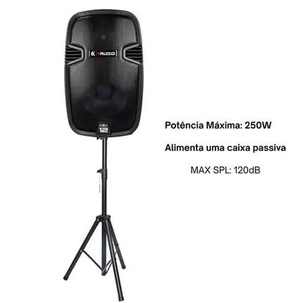 KIT 1 CAIXA ATIVA 12 K-AUDIO KBA12 + SUPORTE MXT CXP-202