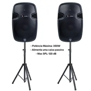KIT 2 CAIXAS ATIVAS 15 K-AUDIO KBA15 + SUPORTES MXT CXP-202