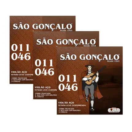 KIT 3 ENCORDOAMENTOS SAO GONCALO VIOLAO ACO 0.11 PRATA