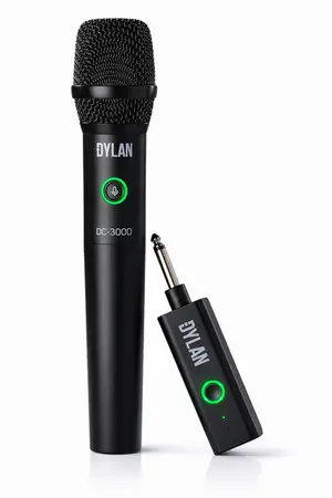 MICROFONE DYLAN CELEBRATE S/ FIO C/ RECEPTOR PORTATIL P10 DC-3000 PRETO DUPLO