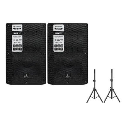 KIT DE CAIXAS WALDMAN 1 ATIVA + 1 PASSIVA DE 10 + CABO DE CONEXAO FK-720 MAXX