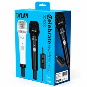 MICROFONE DYLAN CELEBRATE SEM FIO DUPLO C/ RECEPTOR P10 C/ BATERIA DC-1000 DUPLO