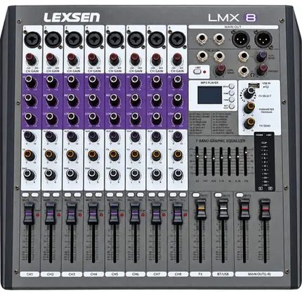 MESA DE SOM LEXSEN LMX8 MK2 8 CANAIS